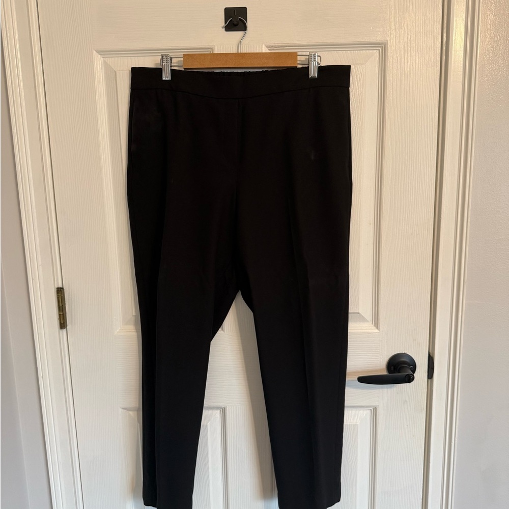 Kaari Blue Black Women’s Trousers, flat front, elastic waist very stretchy!